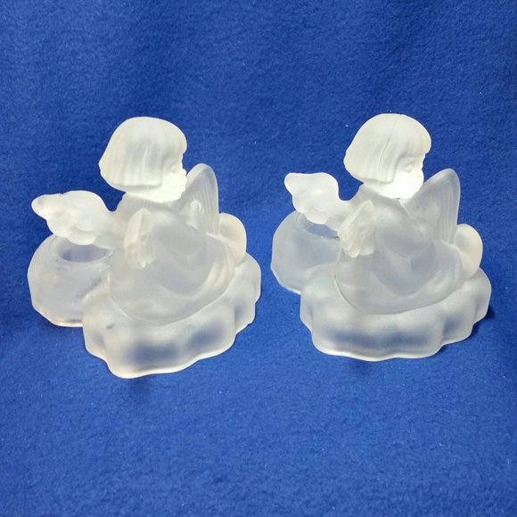 Goebel MI Hummel Angel Candlestick Holder Set Avon 1995 Set of 2 Pre-Owned - Picture 3 of 10